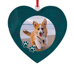 Cuore di Natale personalizzato con foto e Grafica Zampette con sfondo verde