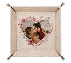 Svuotatasche in juta con foto personalizzato e Grafica Cuore con cornice di fiori