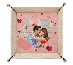 Svuotatasche in juta personalizzato con foto e Grafica Cuore