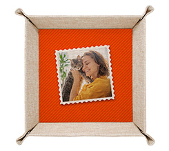 Svuotatasche in juta personalizzato con foto e Grafica Francobollo