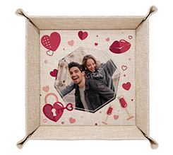 Svuotatasche in juta personalizzato con foto e Grafica Ottagono Love