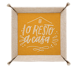 Svuotatasche in juta con Grafica Io resto a casa