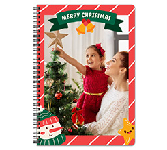 Quaderno A4 con copertina e foto personalizzata con grafica Merry Christmas