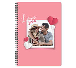 Quaderno A4 con copertina plastificata con grafica Love you