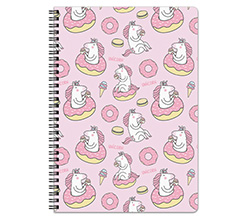 Quaderno A4 con copertina plastificata personalizzata unicorni