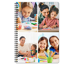 Quaderno A4 con copertina plastificata con grafica collage 4 riquadri