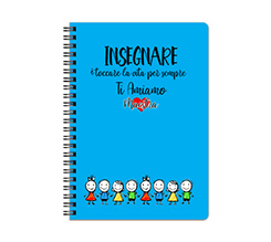 Quaderno A5 con copertina plastificata con grafica Ti amiamo maestra