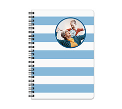 Quaderno A5 con copertina plastificata con foto e grafica Strisce blu