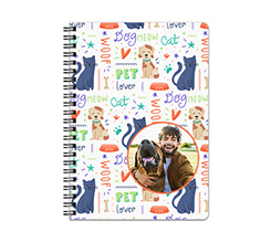 Quaderno A5 con copertina plastificata personalizzata con grafica Cane e gatto