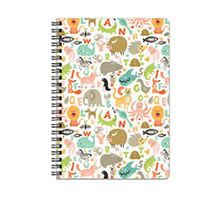 Quaderno A5 con copertina personalizzata con grafica Alfabeto animali