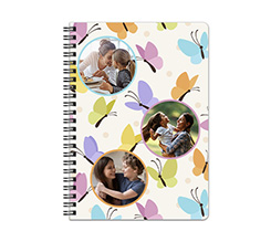 Quaderno A5 con copertina personalizzata e foto con grafica Farfalle colorate
