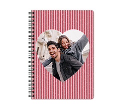 Quaderno A5 con copertina plastificata con foto e grafica Cuore strisce