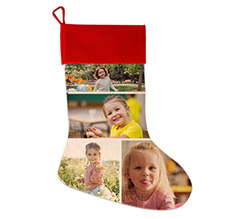 Calza natalizia in juta personalizzata con grafica Collage 4 foto