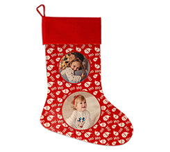 Calza natalizia in juta personalizzata con foto e grafica Risata di babbo natale