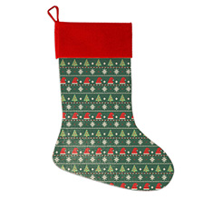 Calza natalizia in juta personalizzata con grafica Tessuto natalizio