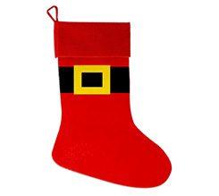 Calza natalizia in juta personalizzata con grafica Stivale di Babbo Natale