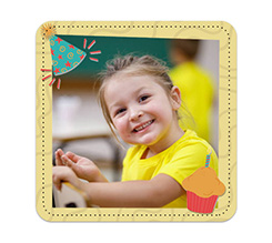 Sottobicchiere in pelle con foto personalizzata e grafica per Compleanno Cupcake