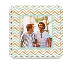 Sottobicchiere in pelle personalizzato con foto e grafica Linee Zig Zag