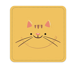 Sottobicchiere in pelle personalizzato con grafica Gattino