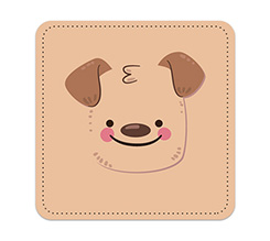 Sottobicchiere in pelle personalizzato con grafica Cagnolino