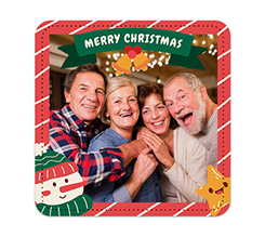 Sottobicchiere in pelle personalizzato con foto e grafica Merry Christmas