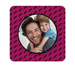 Sottobicchiere in pelle personalizzato con foto e grafica Baffetti neri