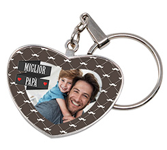 Portachiavi a cuore grande in metallo personalizzato con foto e grafica Miglior Papà