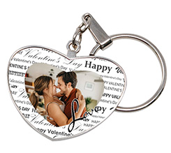 Portachiavi a cuore grande in metallo con foto personalizzato e grafica Love