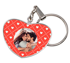 Portachiavi a cuore grande in metallo personalizzato con grafica Cuoricini bianchi