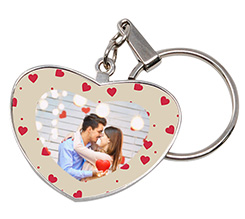 Portachiavi a cuore grande in metallo personalizzato con foto e grafica Cuoricini rossi