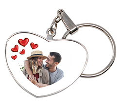 Portachiavi a cuore grande in metallo personalizzato con foto e grafica Cornice di cuori