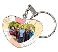 Portachiavi a cuore grande in metallo personalizzato con foto e grafica Astratto colorato