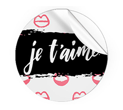 Adesivi rotondi grandi con grafica romantica