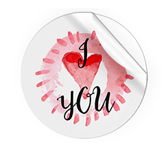 Adesivi Rotondi grandi con grafica Love