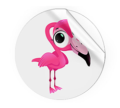 Adesivo rotondo grande con disegno fenicottero