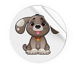 Adesivi Rotondi Grandi Cuccioli