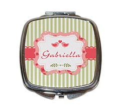 Specchietto quadrato da borsetta Shabby green