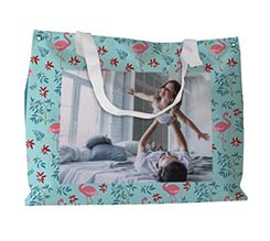 Borsa mare Fenicotteri con fiori