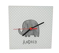 Orologio in vetro quadrato Elefantino grigio