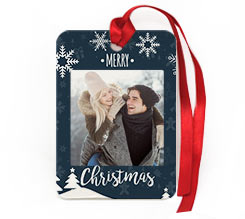 Targhetta Rettangolare in Feltro Blu Natale