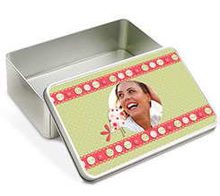 Scatola di latta rettangolare Shabby green