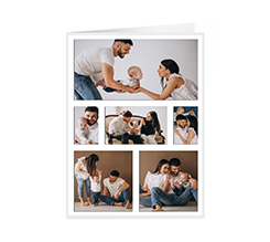 Biglietto auguri a 2 ante con grafica collage a 6 riquadri