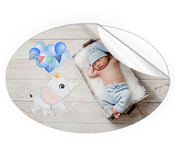 Adesivi ovali grandi palloncini azzurri per battesimo bimbo