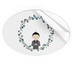 Adesivi ovali grandi grafica Fiori per Prima Comunione ragazzo