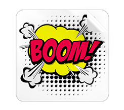 Adesivi quadrati tutti diversi con grafiche pop art