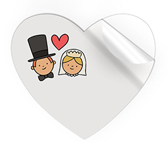 Adesivi cuore grandi grafica sposini e cuore per matrimonio