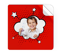 Adesivi quadrati con grafica con vignette