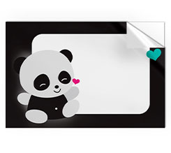 Adesivi rettangolari grandi da personalizzare con grafica Panda per bambini