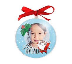 Palle Di Natale Personalizzate Con Foto.Palla Di Natale Tonda Natale Celeste Fotoregali Com