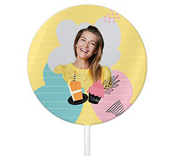 Cake topper tondo con foto e grafica per compleanno